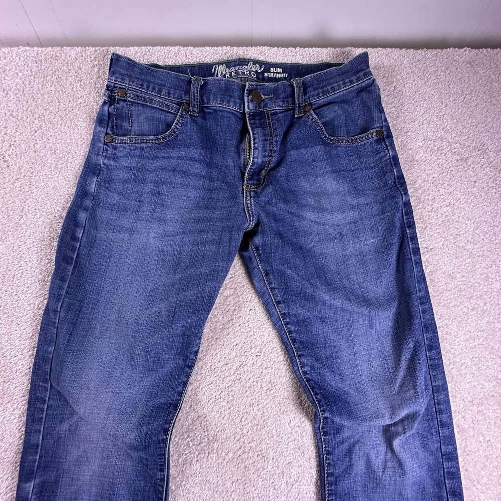 Wrangler Retro Jeans Mens 32x36 *32x33* Blue Slim Straight - Picture 3 of 11